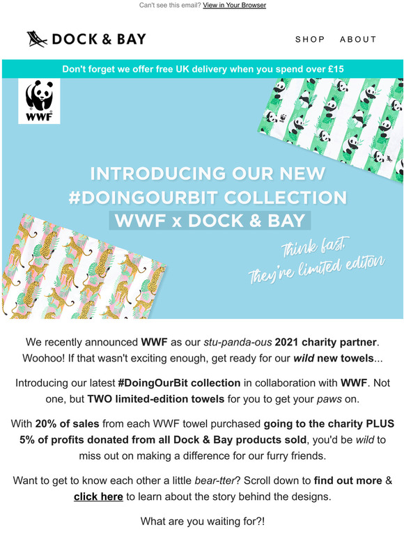 Dock & Bay Just launched! DoingOurBit collection with WWF Milled