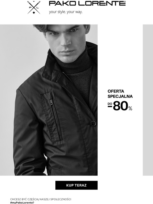 Oferta specjalna do -80%  Uzupenij garderob o stylowe koszule, spodnie, long sleeve
