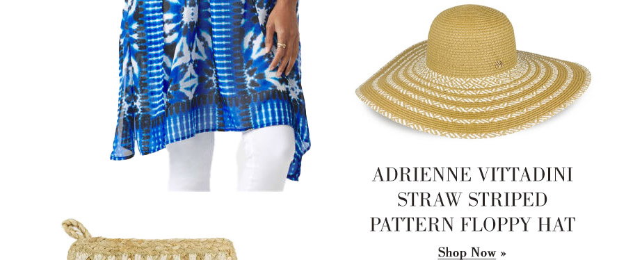 Adrienne Vittadini Straw Striped Pattern Floppy Hat