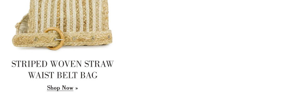 Striped Woven Straw Waist Belt Bag