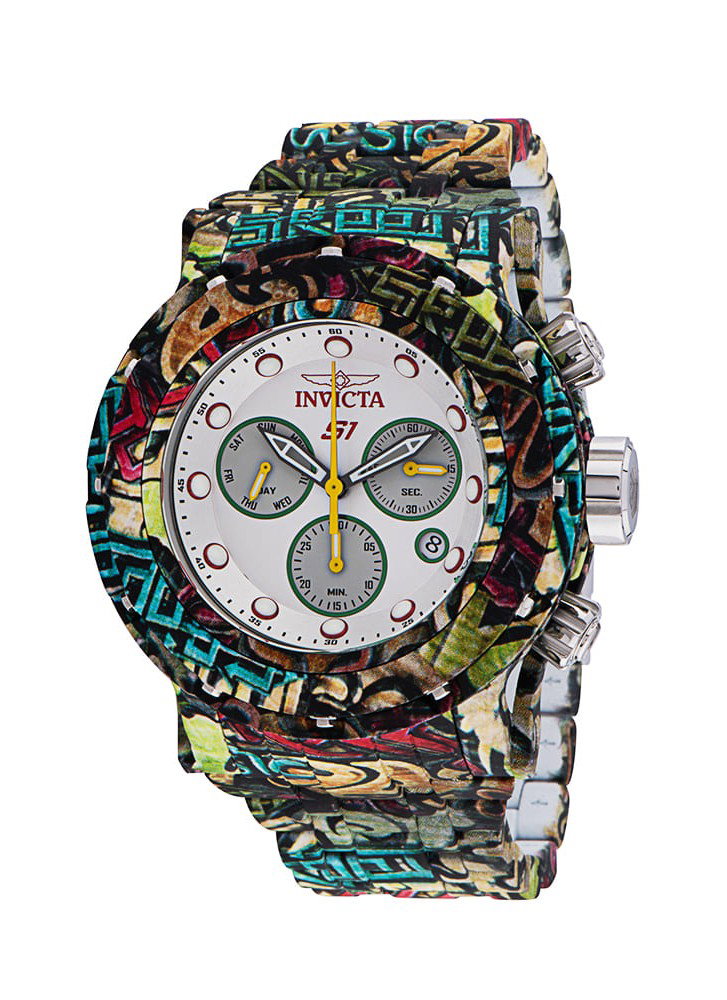 Invicta Reserve S1 Hydroplated Men's Watch - 54mm Stainless Steel Case, Stainless Steel Band, Steel, Aqua Plating, White (34893)