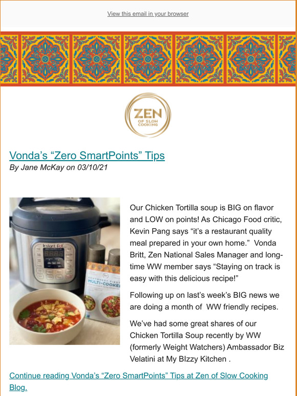 The Zen Of Slow Cooking Vondas Zero Smartpoints Tips New Post From Zen Of Slow Cooking Blog Milled