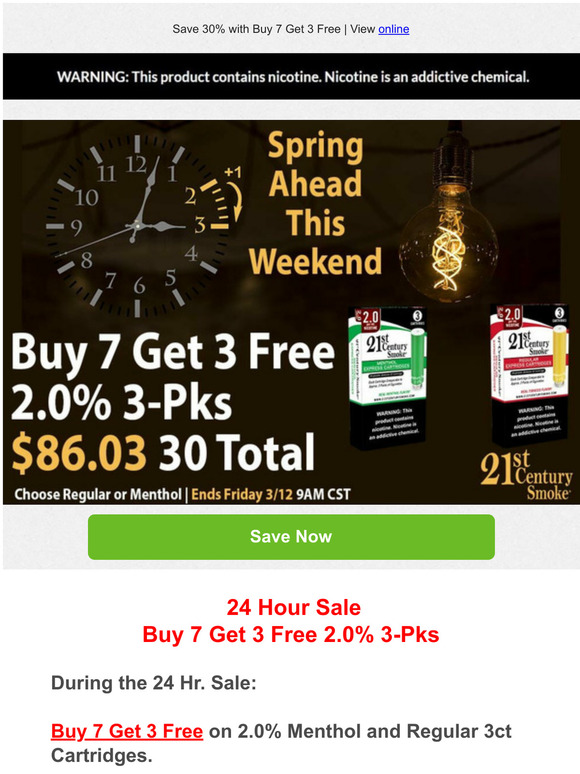 24HR Sale: Buy 7 Get 3 Free On E-cigs