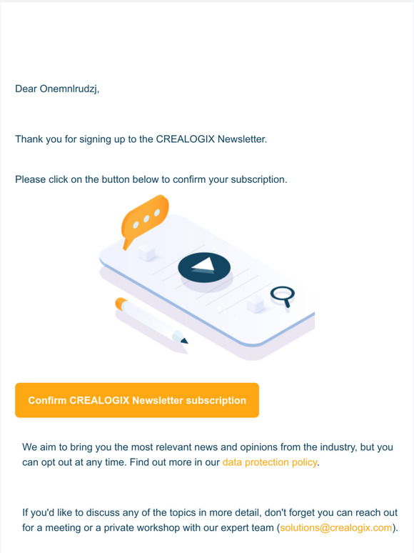  CREALOGIX Newsletter | Please confirm your request, -