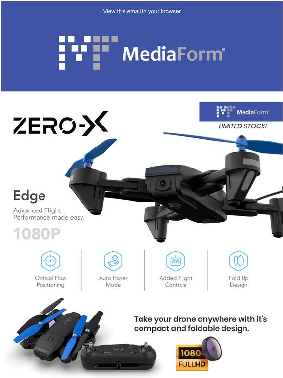 Mediaform Computer Supplies Zero X Edge Full Hd Drone Now In Stock Milled