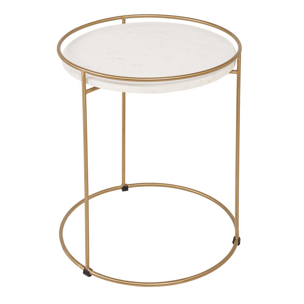Anello marble side table brass leg