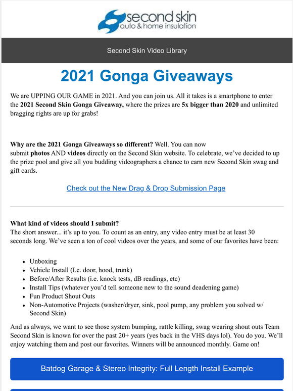 Second Skin Audio 21 Gonga Giveaways Milled