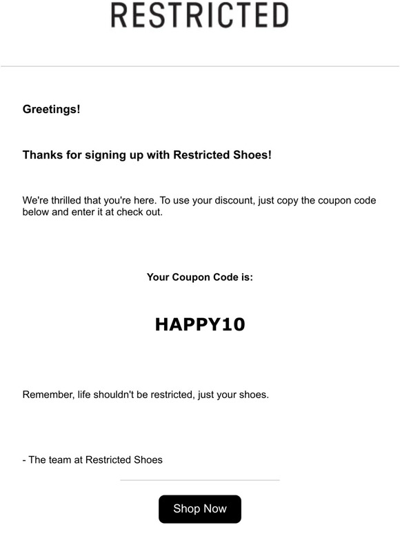 How to use your Restricted Shoes coupon