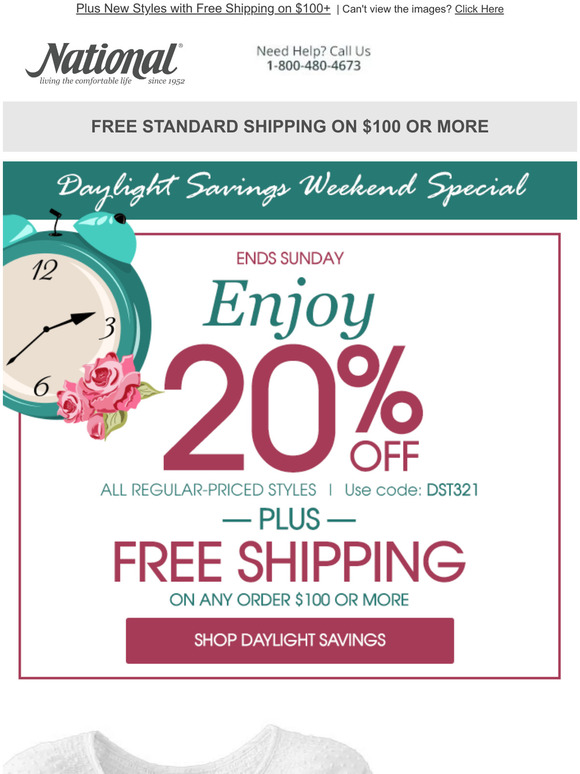 ShopNational 20 Off (Daylight) Savings Are Here! Milled