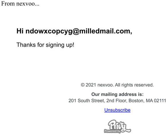 Thanks for signing up with nexvoo!