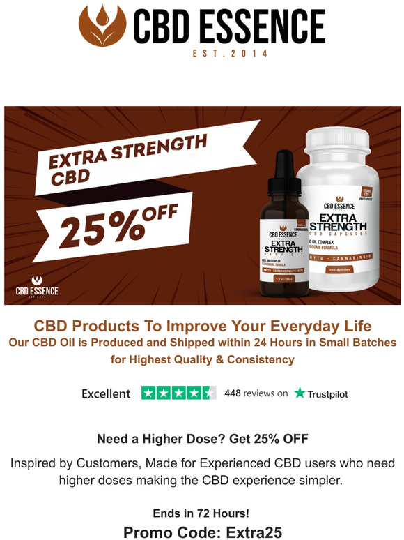 25% Off Extra Strength CBD Products 