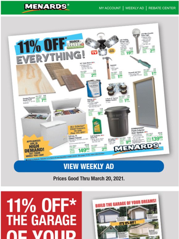 Menards 11 OFF* Everything! Even Sale Prices! Milled