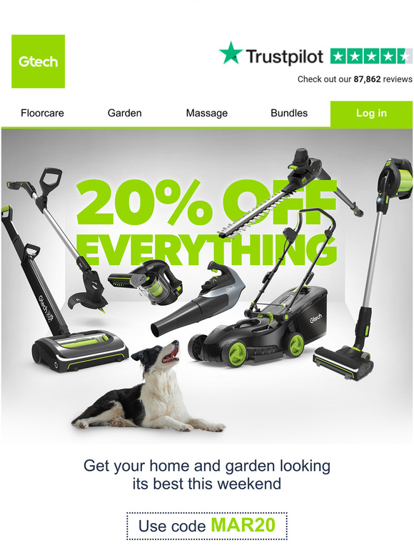 Gtech.co.uk Don't miss 20 off everything this weekend Milled