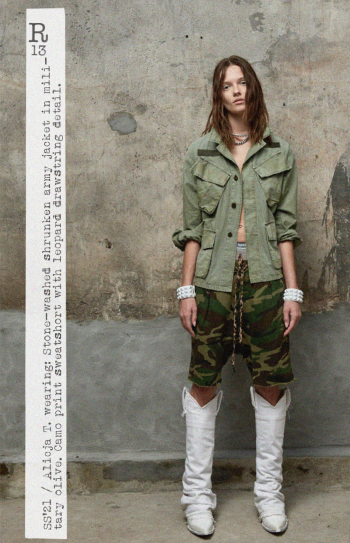 R13 New Arrivals Shrunken Army Jacket Milled