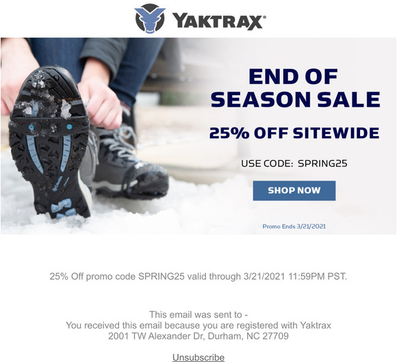 Save 25% Off With Our End of Season Sale!