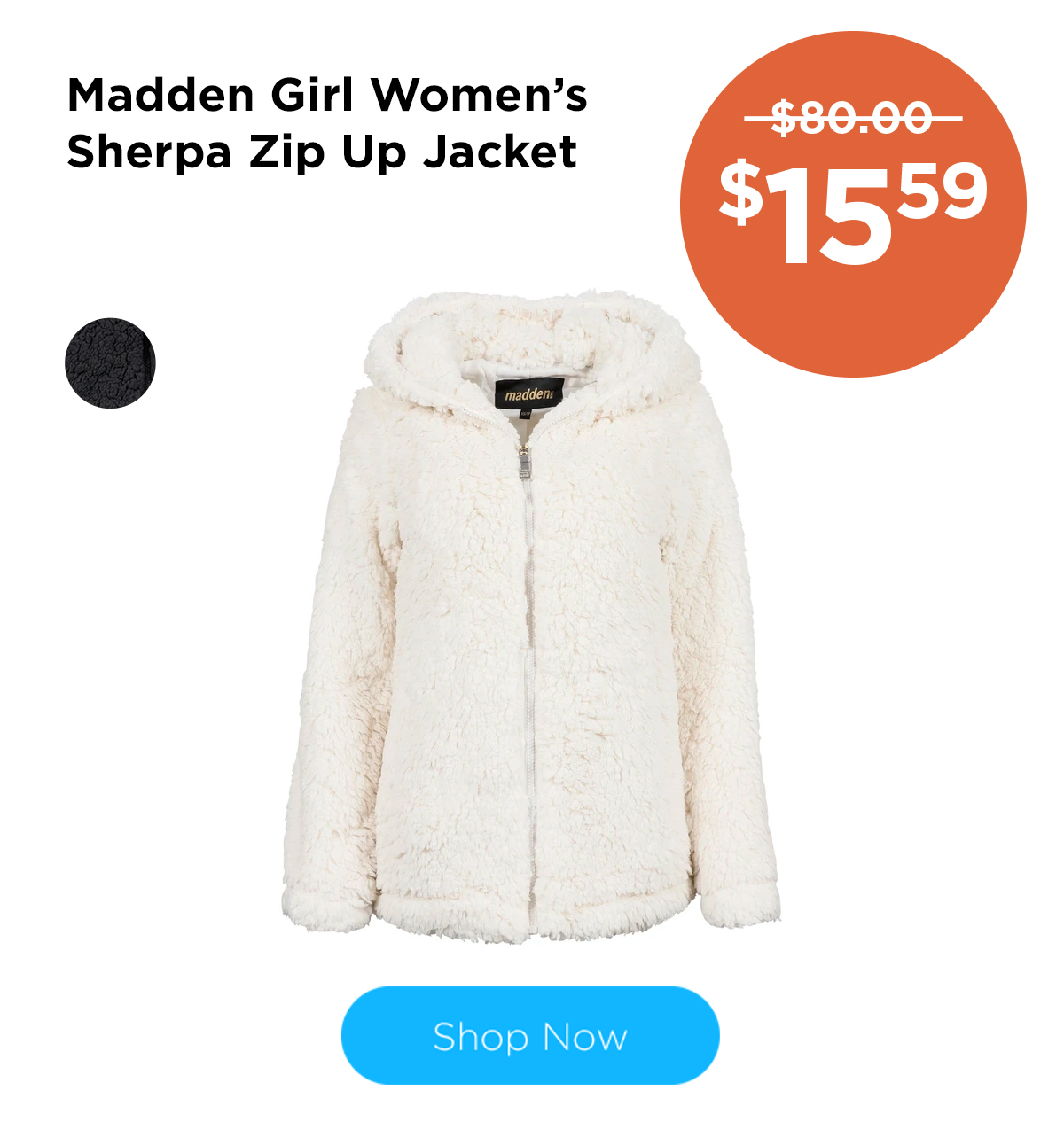 madden girl women's sherpa zip up jacket