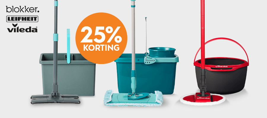 Eenheid een kopje verdrietig Blokker NL: 25% korting op schoonmaaksets van Blokker, Leifheit en Vileda |  2+1 gratis op diverse gekleurde vouwkratten | Milled