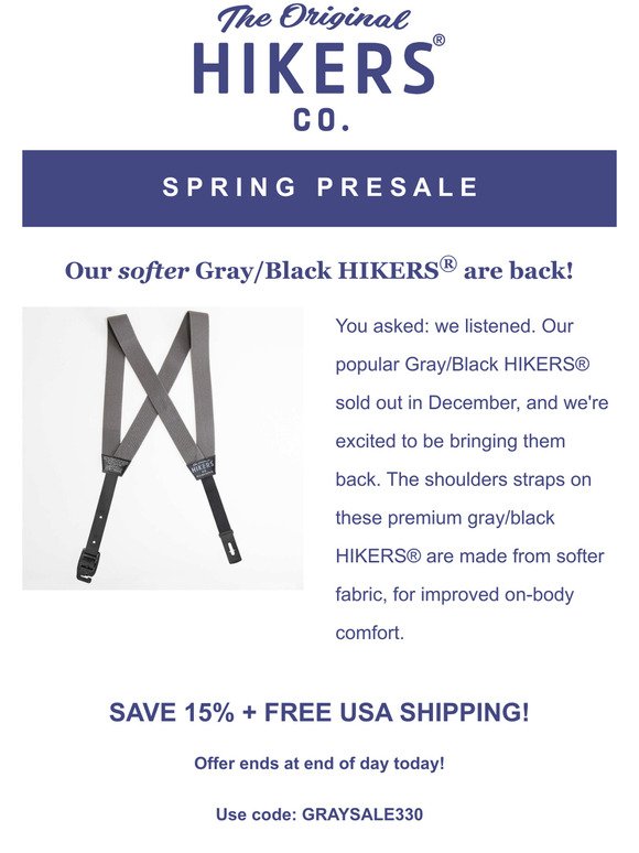 Last chance to stock up on HIKERS with this sale!