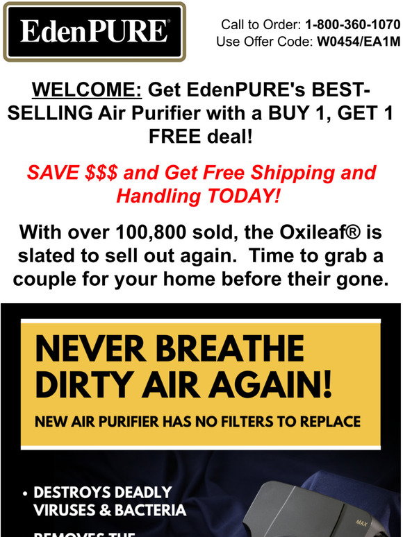 EdenPURE®: One-time EdenPURE BOGO offer is here! | Milled