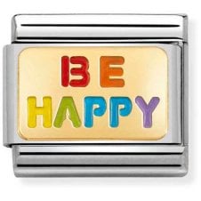 Classic Gold & Enamel Rainbow Be Happy Charm