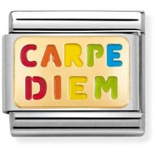 Classic Gold & Enamel Rainbow Carpe Diem Charm