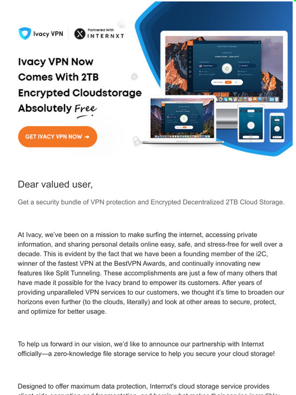 Claim Your FREE 2TB Cloud Storage Now: Ivacy Partners with Internxt