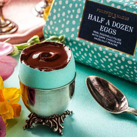 Six Eau de Nil Dark Chocolate Praline Eggs