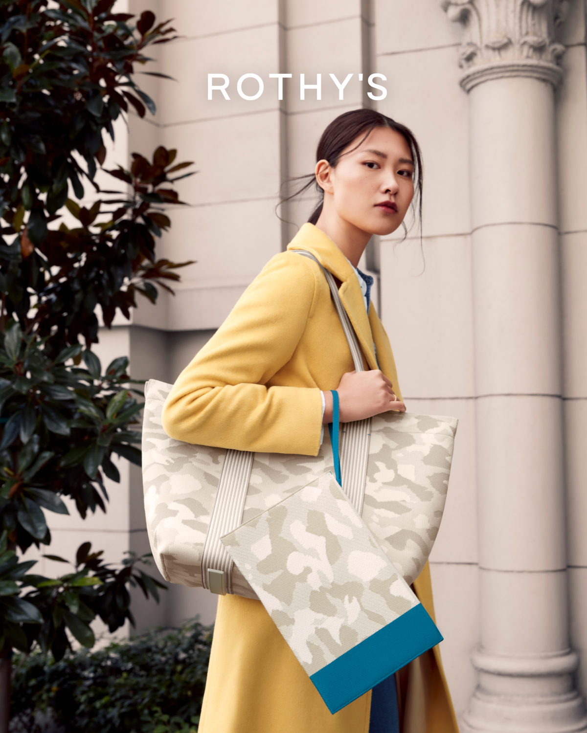 Rothys Reversible Tote Yellow & Blue Color