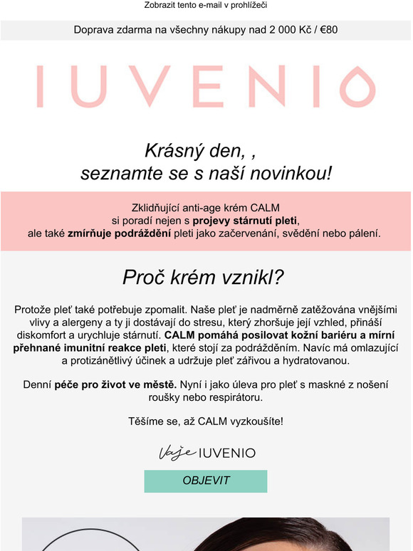 NOVINKA pro zklidnn a omlazen pleti