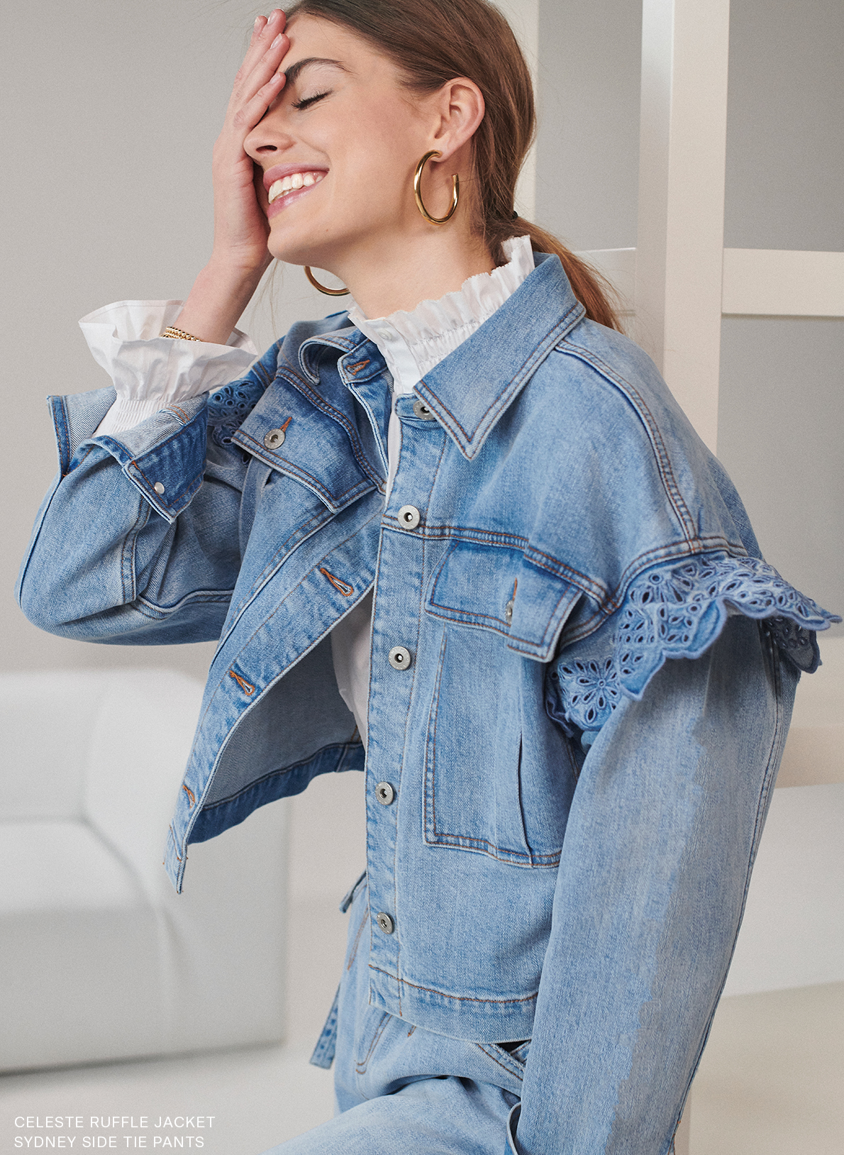 something navy denim jacket