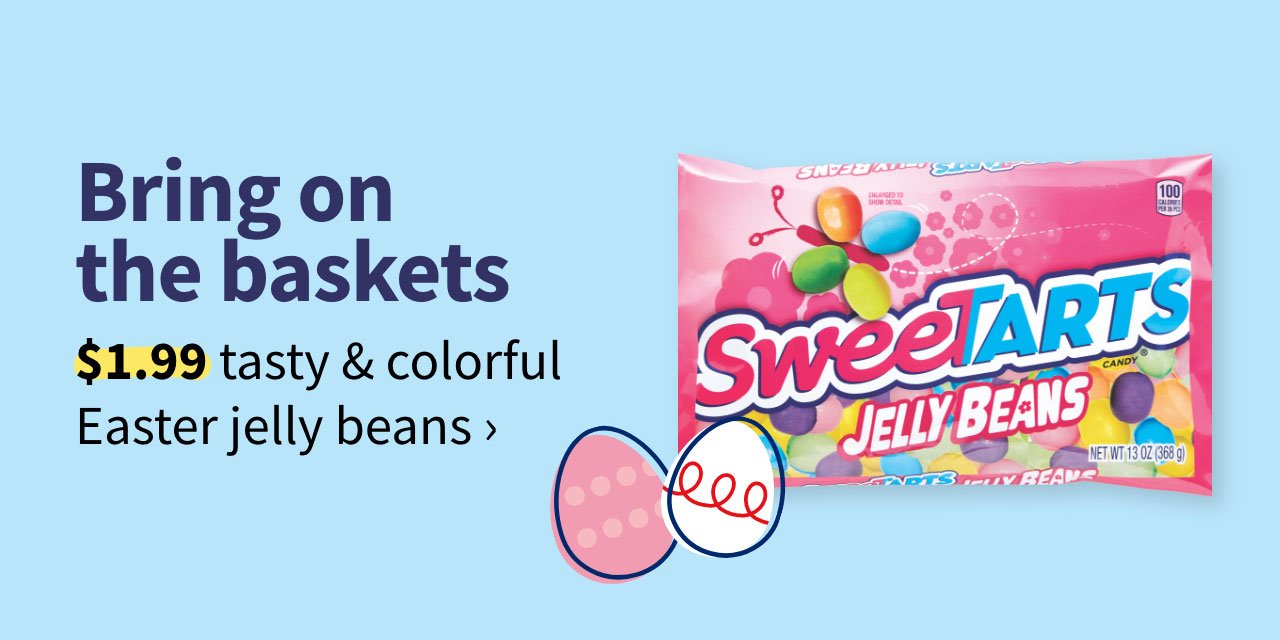 Bring on the baskets. $1.99 tasty & colorful Easter jelly beans.
