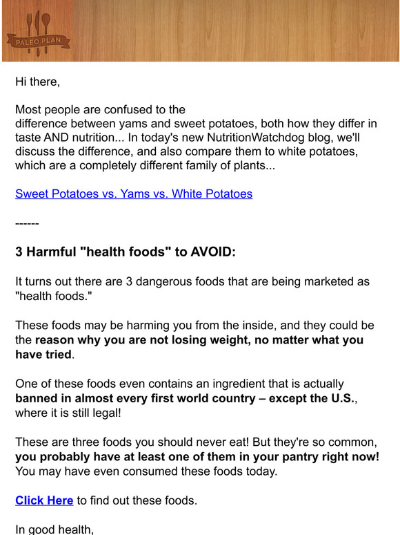 PaleoPlan YAMS vs SWEET potatoes vs WHITE potatoes Milled