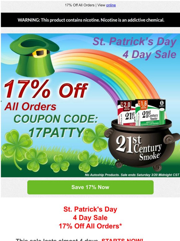 St. Patrick's Day Sale 17% Off All Orders