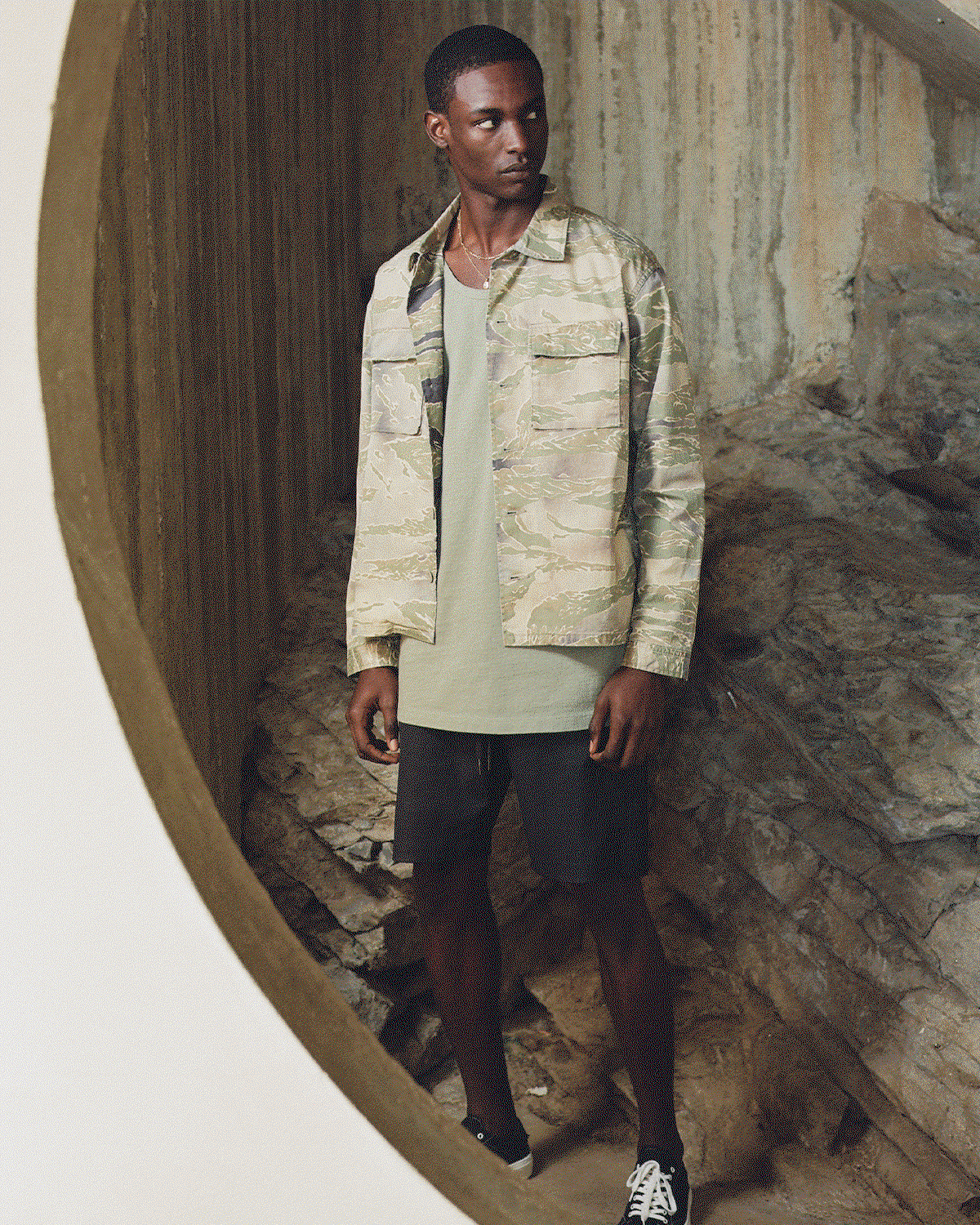 Washed Tiger Camo Military Shirt 