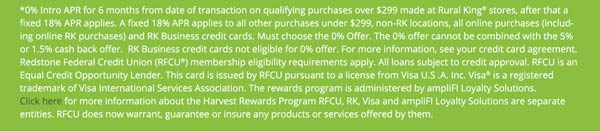 Rural King Harvest Rewards Terms and Conditions