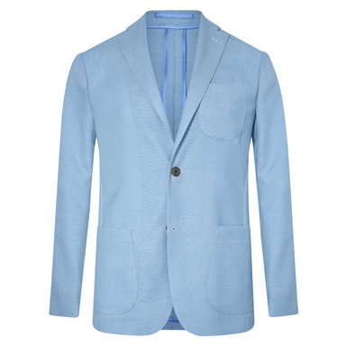 Sky Blue Unlined Single-Breasted Patch Pocket Jacket
