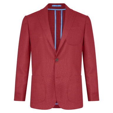 Red Unlined Single-Breasted Patch Pocket Jacket