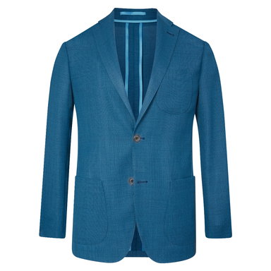 Turquoise Unlined Single-Breasted Patch Pocket Jacket
