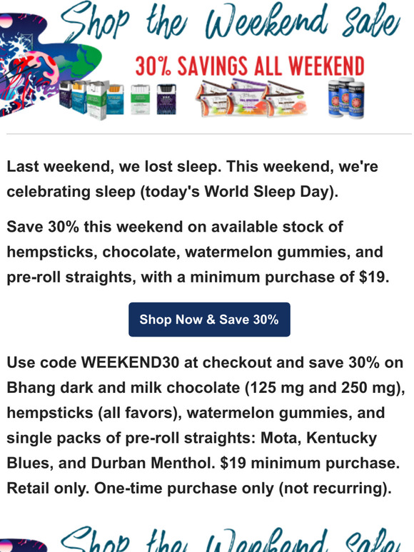 Save 30% this weekend