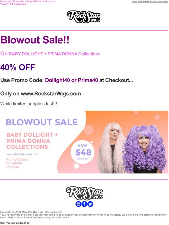 Rockstar Wigs - Blowout Sale EXTENDED -40% OFF!!