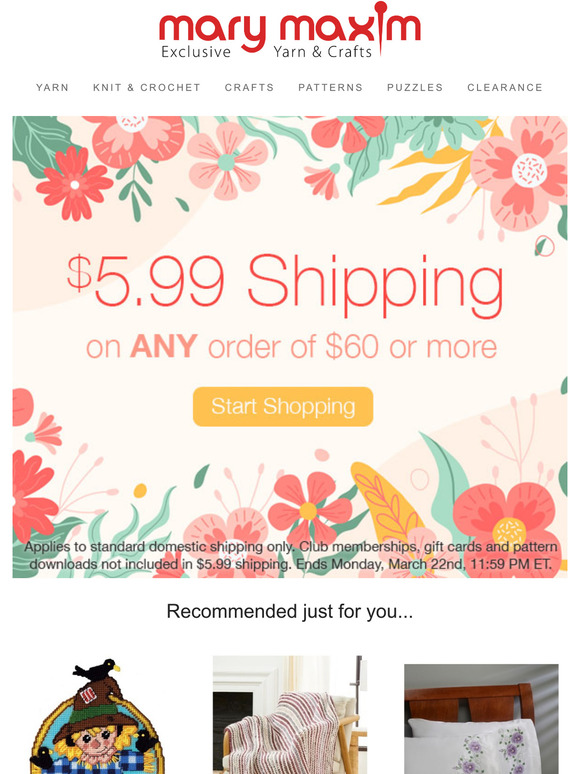 Mary Maxim 15 Off + 5.99 Flat Rate Shipping Milled