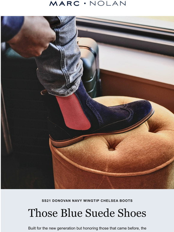 Marc Nolan: NEW Donovan Navy Wingtip Chelsea Boots | Milled display picture 2
