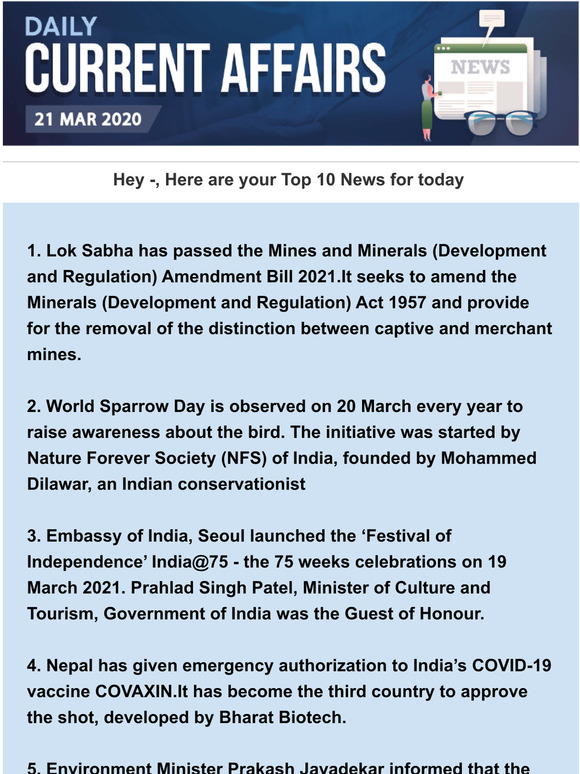 -Lok Sabha passes Mines and Minerals Amendment Bill, and more Top News for you
