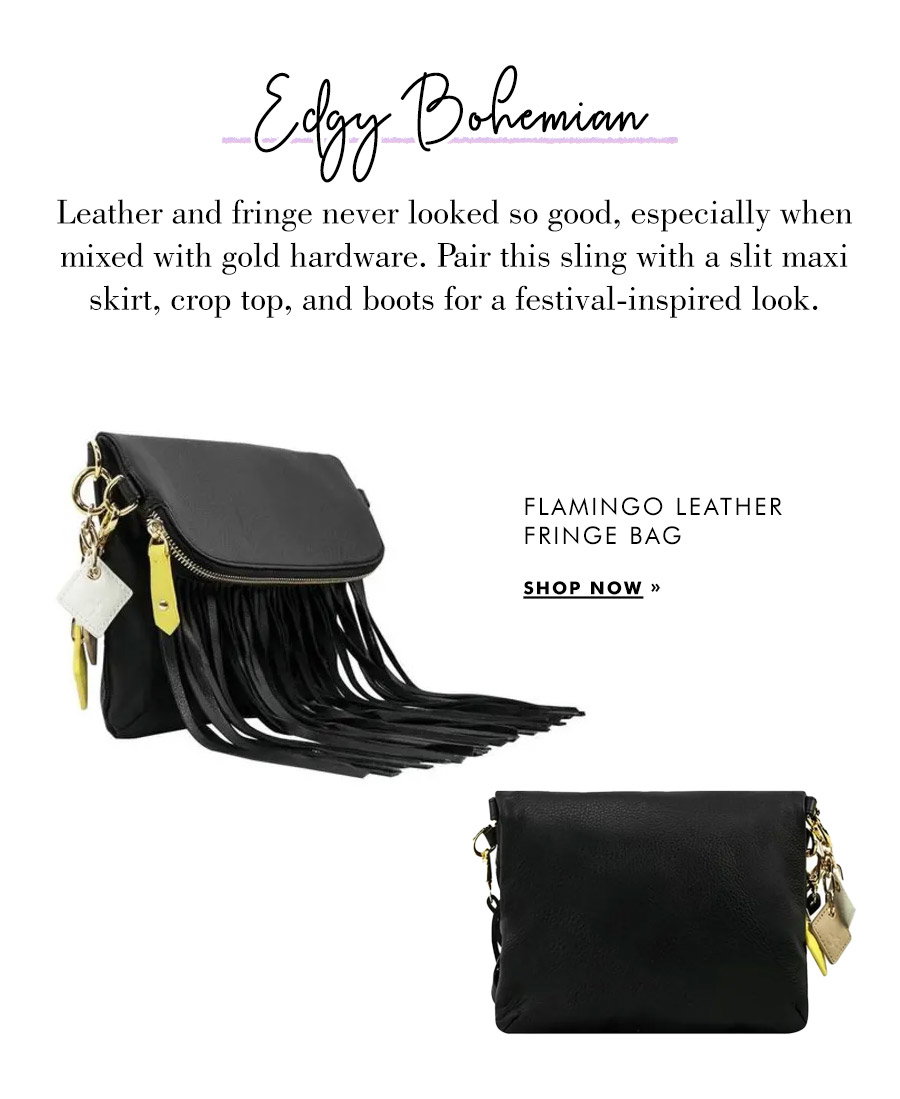 Flamingo Leather Fringe Bag