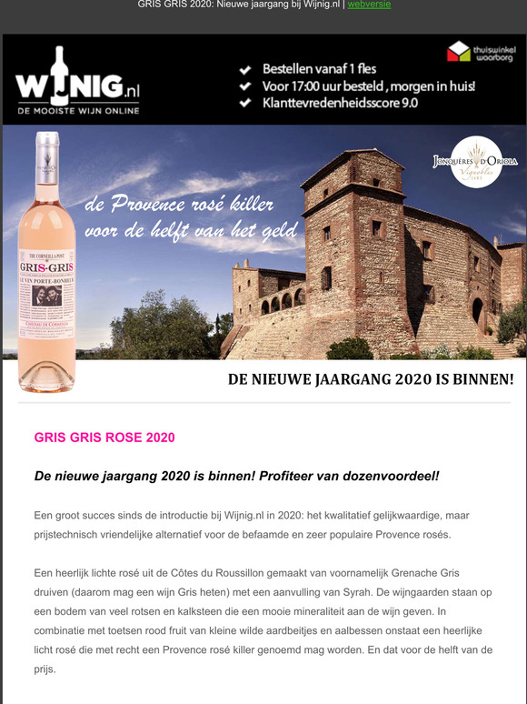 NIEUWE JAARGANG: Gris Gris Ros 2020 van Chteau Corneilla del Vercol