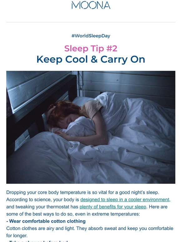 Sleep Tip 2 - Keep Cool & Carry On