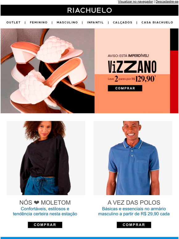 Riachuelo BR: 2 calados da Vizzano \u003d R$ 129,90 | Milled