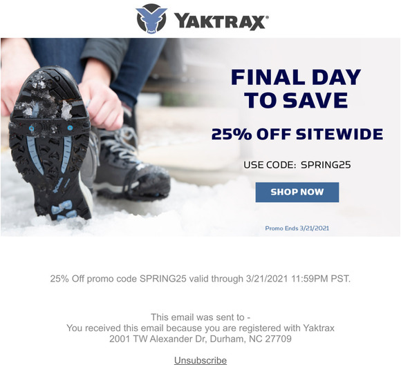 Final DAY To Save 25% Off With Our End of Season Sale!