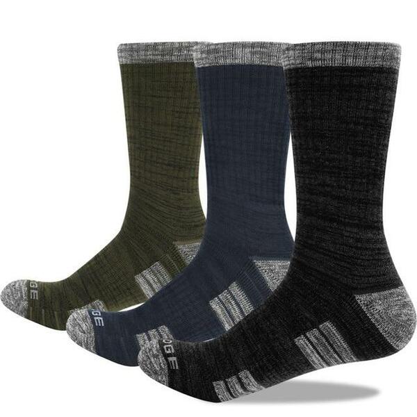 3 Pairs Men&#39;s Yuedge Cushion Hiking, Work Crew Socks