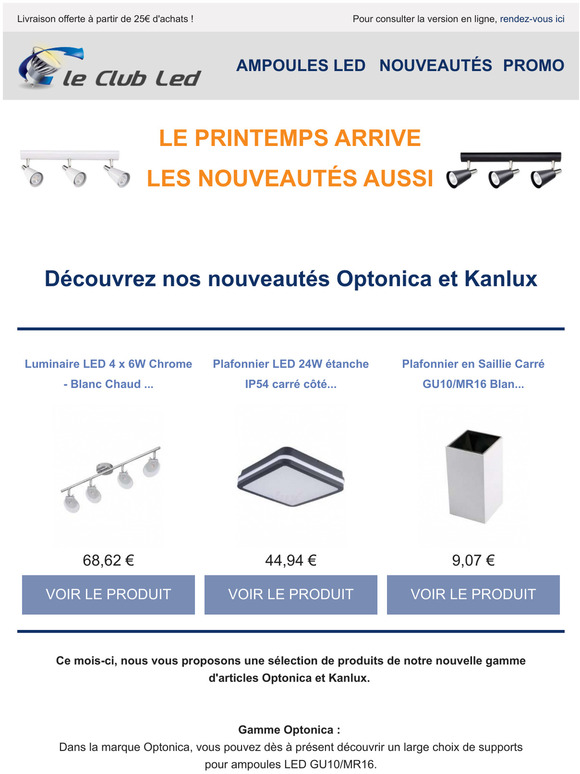 [LeClubLED] Dcouvrez nos nouveauts Optonica et Kanlux